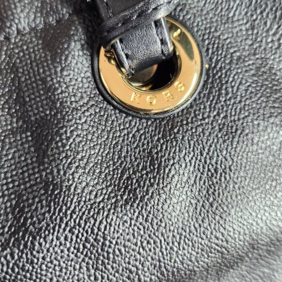 Like New Michael Kors Black Leather Monogrammed Tote Bag Purse - Picture 10 of 12